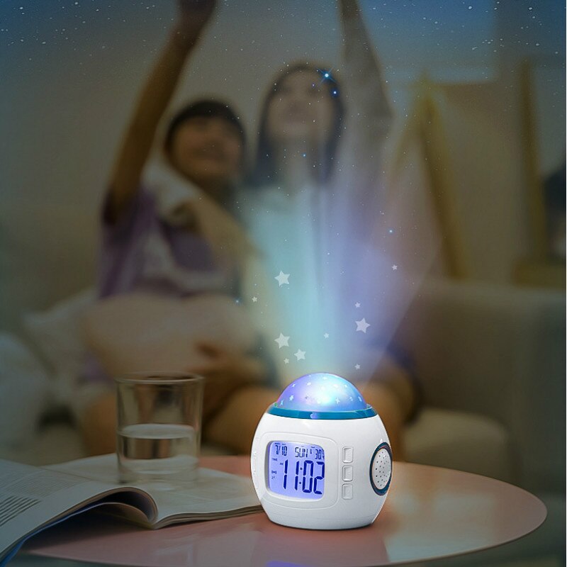 Baby Kids Music Projection Alarm Clock Sky Star Children Toys Light Up Glow In The Dark Children Christmas Bedroom Decor