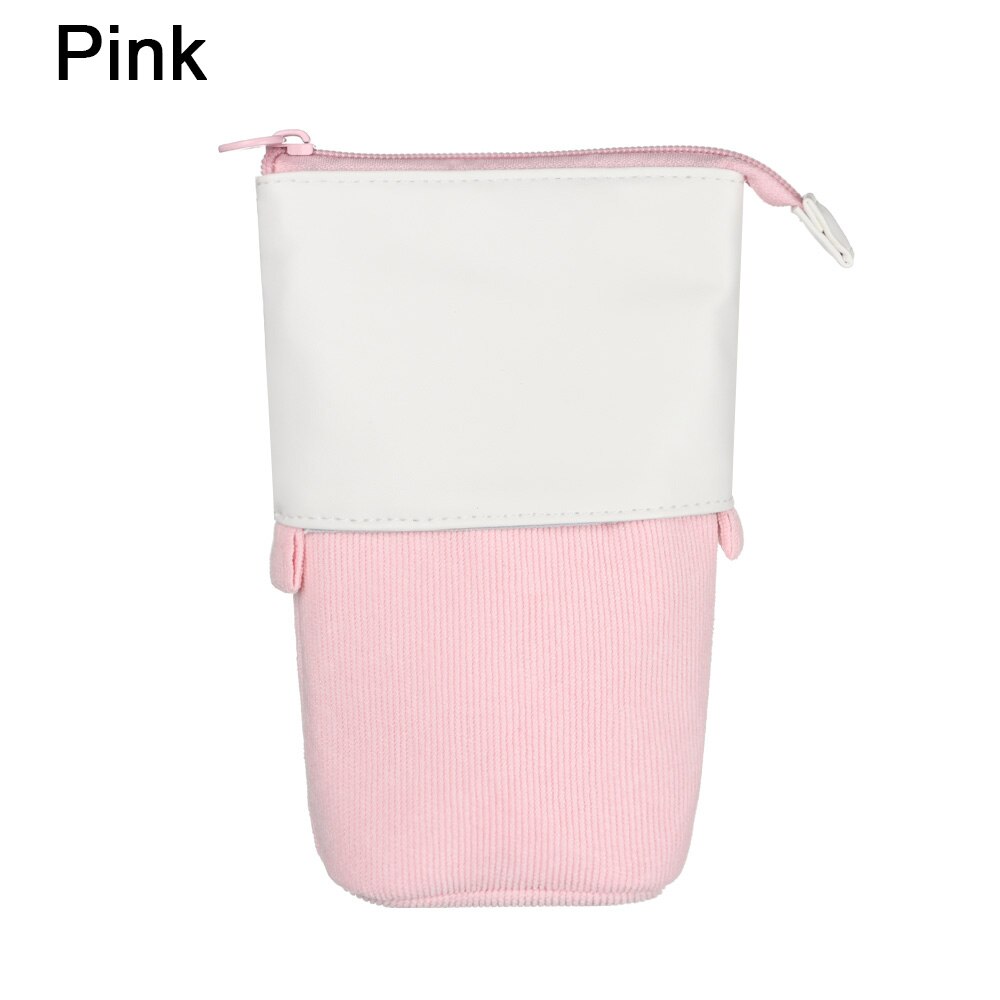 Leuke Boba Milktea Potlood Bagtelescopic Pen Houder Stand Up Etui Kawaii Cosmetica Zakje Make-Up Tas Briefpapier Organizer: B-pink