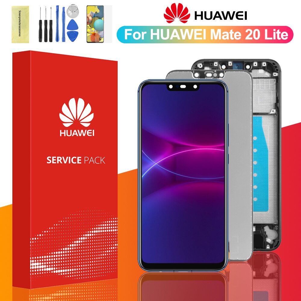Tela lcd original, 6.3 &quot;, para huawei mate 20 lite, touch screen, digitalizador, montagem, para mate 20 lite, sne, al00, lx1, lx2, lx3