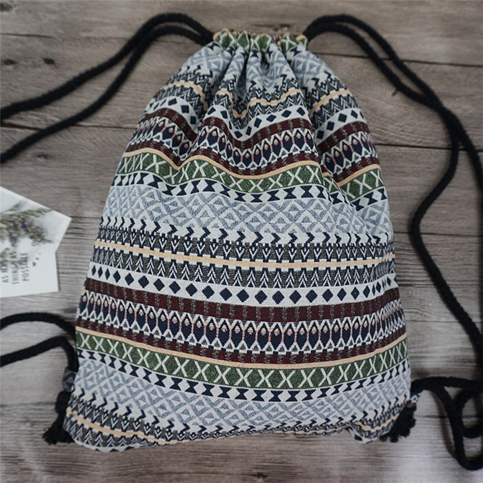 LilyHood damski plecak z tkaniny żeński cygański czeski boho chic Aztec Ibiza Tribal etniczny Ibiza brązowy plecak ze sznurkiem torby: NO 10