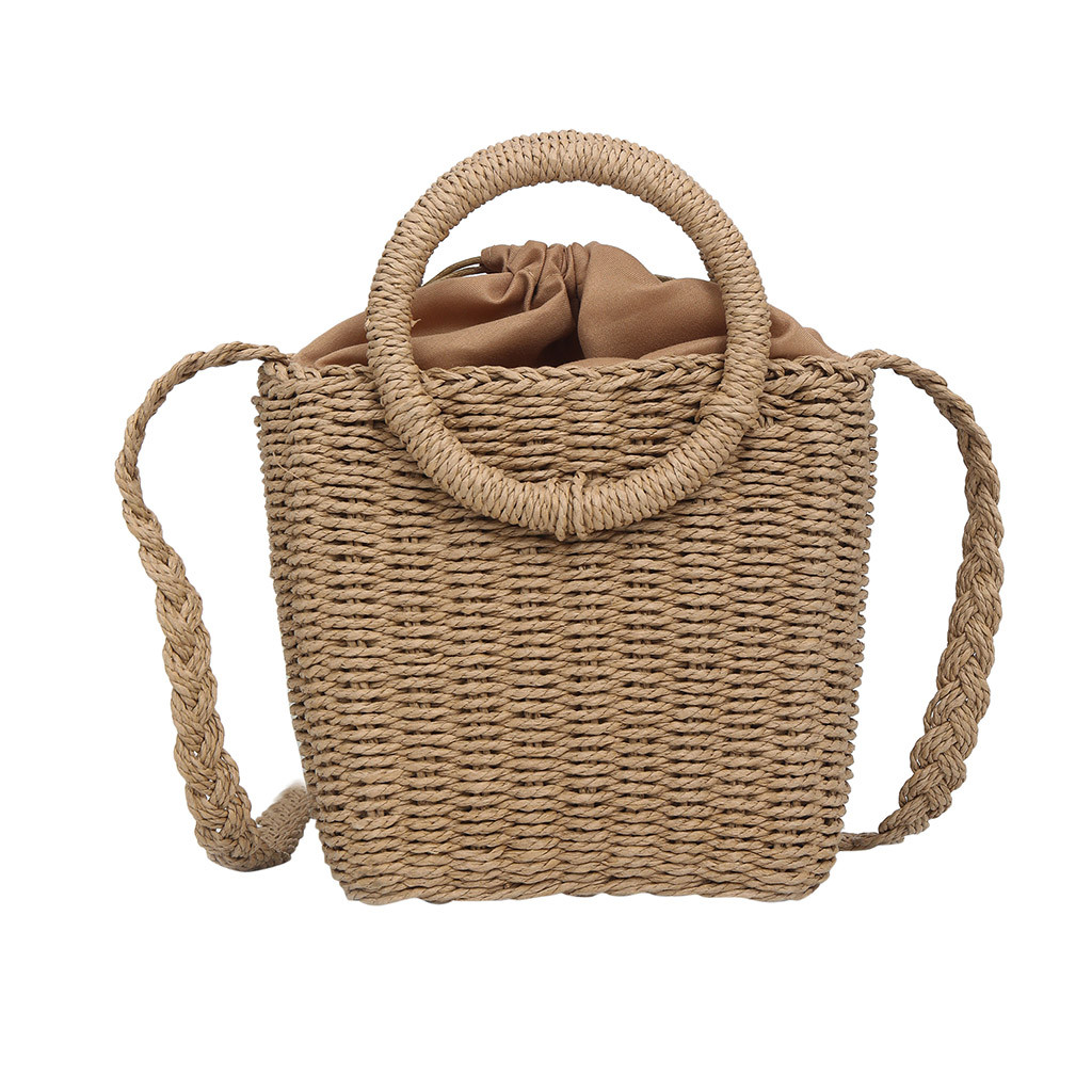Bolsa para damas tejido bolsa de paja para playa verano Mujer círculo mano Bali redondo Retro de mimbre bolso versátil bolsas # G67