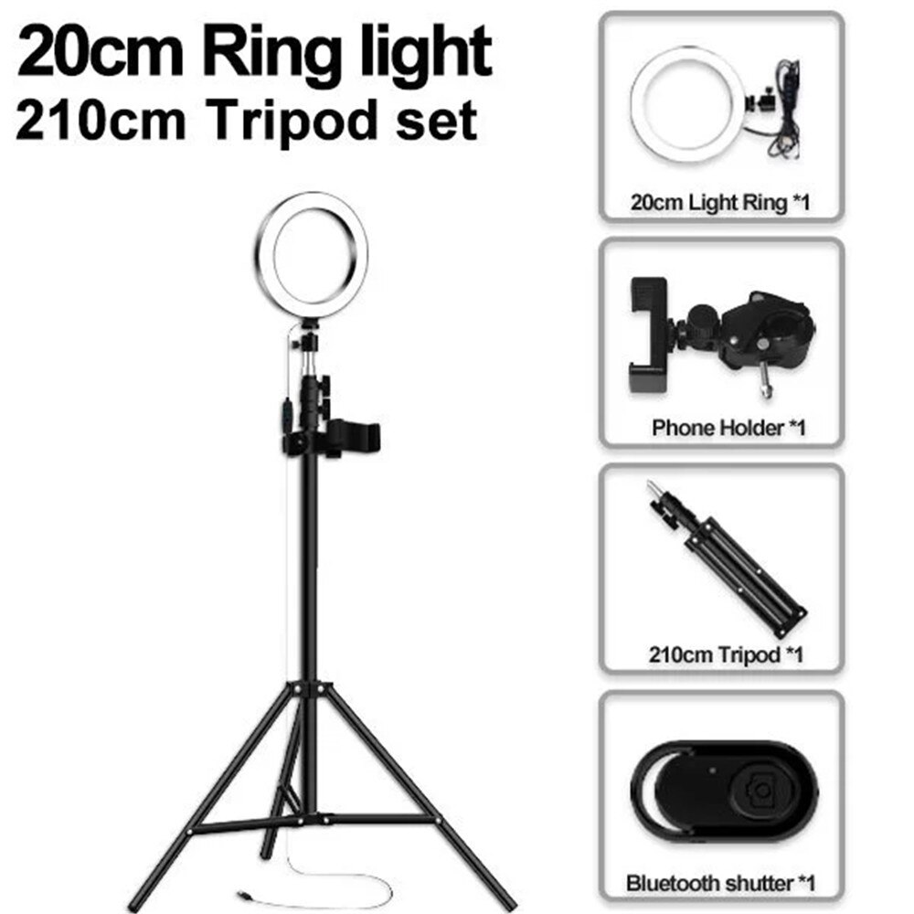Pavimento Photo Studio Selfie Anello di Luce A LED con Supporto Del Telefono Mobile per Youtube Streaming In Diretta di Trucco In Diretta Supporto Mobile Treppiedi: 20light-210tripod