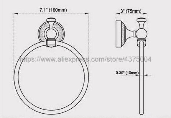 Negro aceitado de aceite de latón anillo montaje en pared accesorios de baño anillo toalla Toalla de baño Baño hardware Nba856
