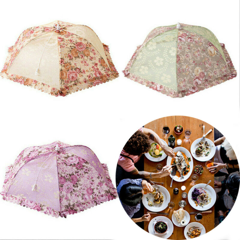 Foldbart køkken maddækseltelt paraply udendørs lejr kagebetræk blondernet