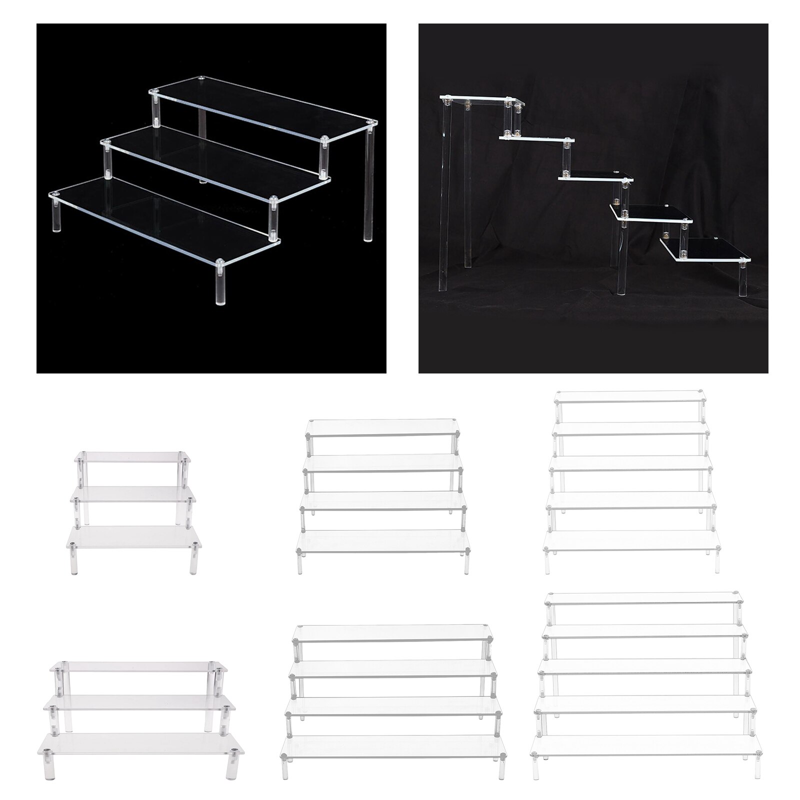 Acrylic Display Riser Stand Toy Model Perfume Cosmetics Toiletries Holder Collections Doll for Decoration