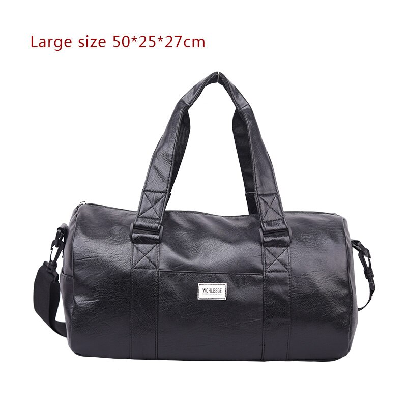 Men Travel Duffle Bag Women Travel Hand Luggage Bag PU Leather Waterproof Sports Gym Bag Large Capacity Weekend Handbag: BlackC