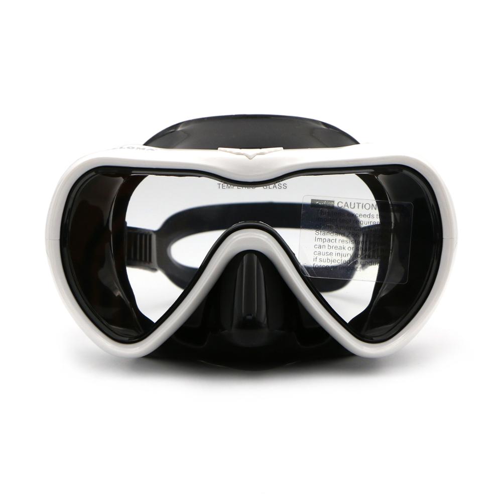 Speefish Scuba Diving Mask 4 Color adult Snorkeling Silicone Anti-fog Tempered glass Dive Equipment Wide Vision Swimming Goggles: 101-Black-White