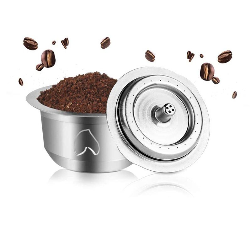 Reusable Coffee Capsules and Coffee Tamper Stainless Steel Reusable Coffee Pod Coffee Espresso Refillable Coffee Pods