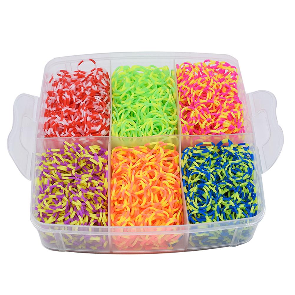 4500pc gomme colorée pour Bracelets bandes petit trois couches en boîte S clou bouton bracelet métier à tisser bandes de caoutchouc pour bracelet à bricoler soi-même