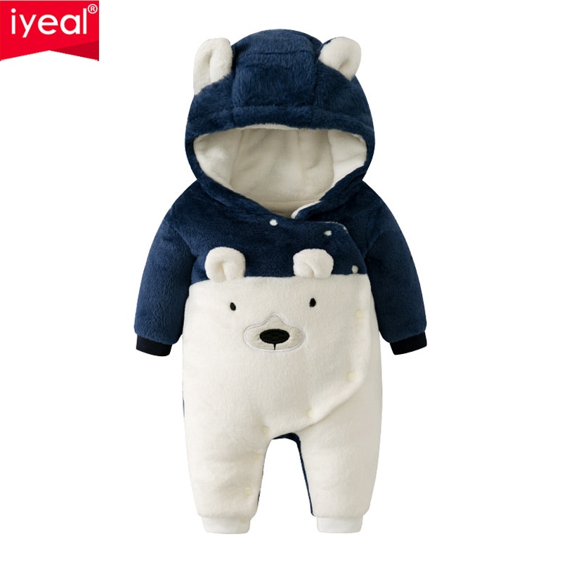 Iyeal Winter Baby Jongen Meisje Kleding Beer Hooded Romper Leuke Peuter Baby Warm Uitloper Flanel Kids Kleding