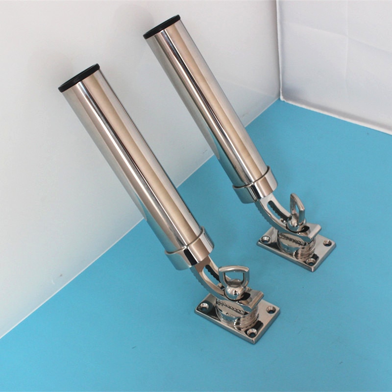 A Pair 360 Angled Rod Holder Deck Mount Adjustable Removble Stainless Steel 316 Fishing Rod Holders