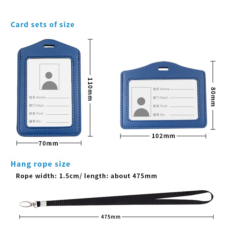 Leather student access Card Holder Employee Name ID Card Cover Metal Work Certificate Identity Badge Business Case