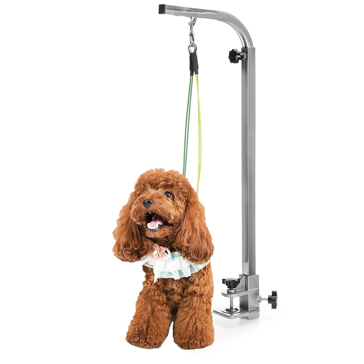 Kjæledyr stål oppheng grooming brakett med slynge justerbar metall bord arm støtte hund katt holder utendørs gadget tau selen