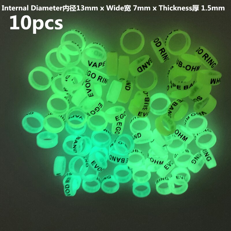 Fluorescerende Ring Hengel Handvat Beschermhoes Lokken Silicagel Staaf Clip O-Vormige Ring Protector Anti-Slip ring: 13mm Luminous 10PCS