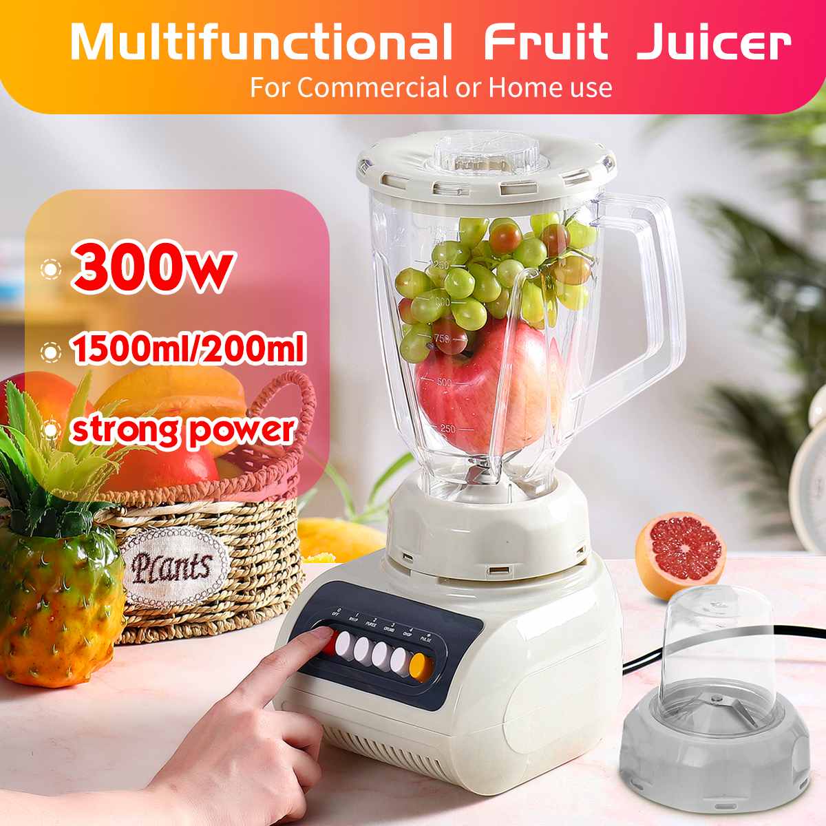 220v 300w kommersiell kvalitet mixer mixer bpa gratis kraftig automatisk fruktjuicer kök matberedare iskross smoothies