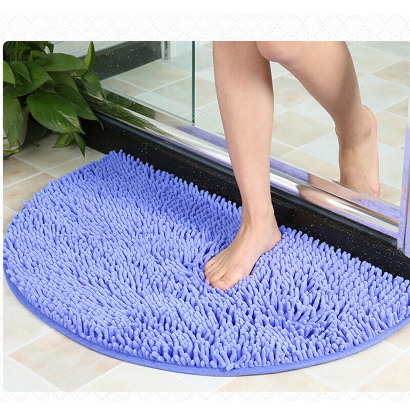 Tapis demi-lune rond demi-cercle, lavable en Machine, arrière en caoutchouc, pour salle de bain