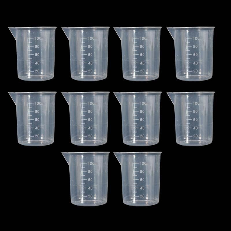 2/10pcs 100mL Clear Plastic Measuring Cup Jug Beakers Kitchen Laboratory Gadgets