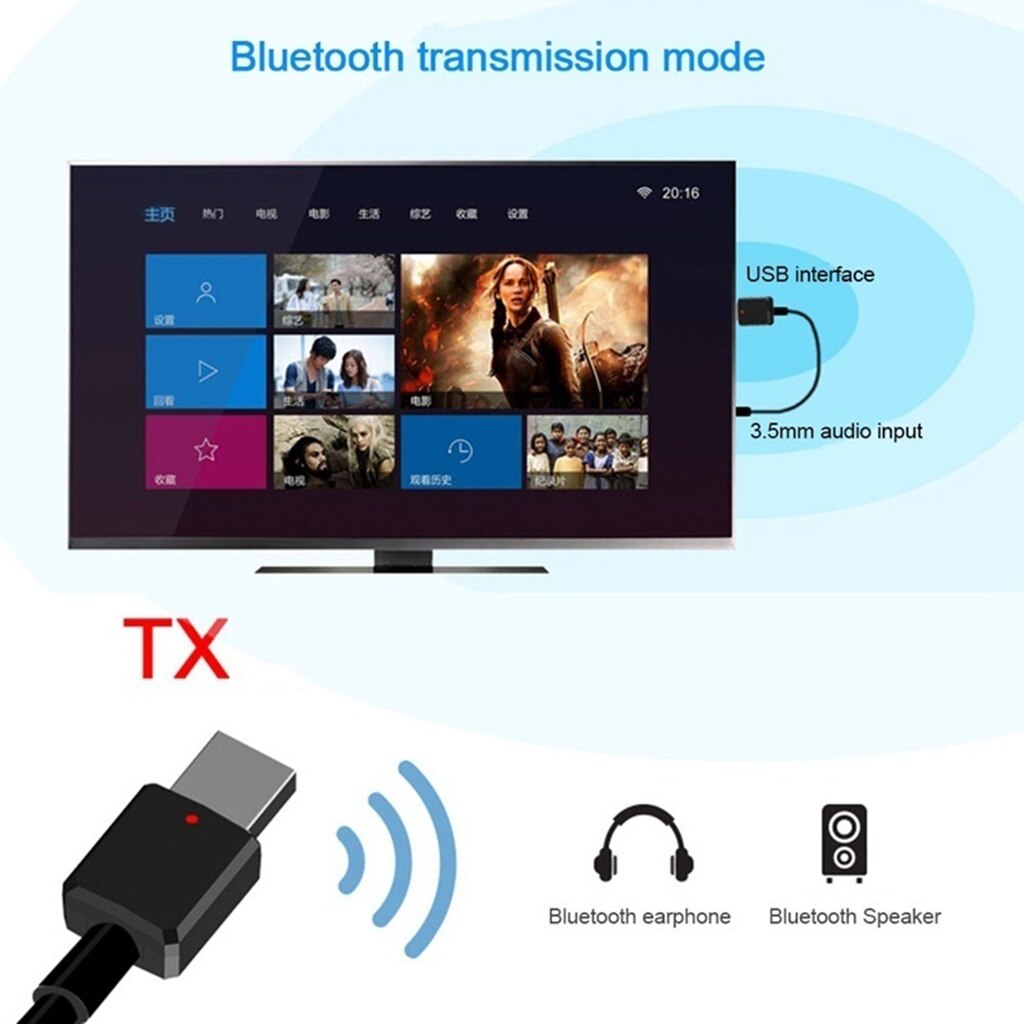 Bluetooth 5.0 Adapter OTG 10m for Mouse Support Windows 10 8.1 7 XP Vista