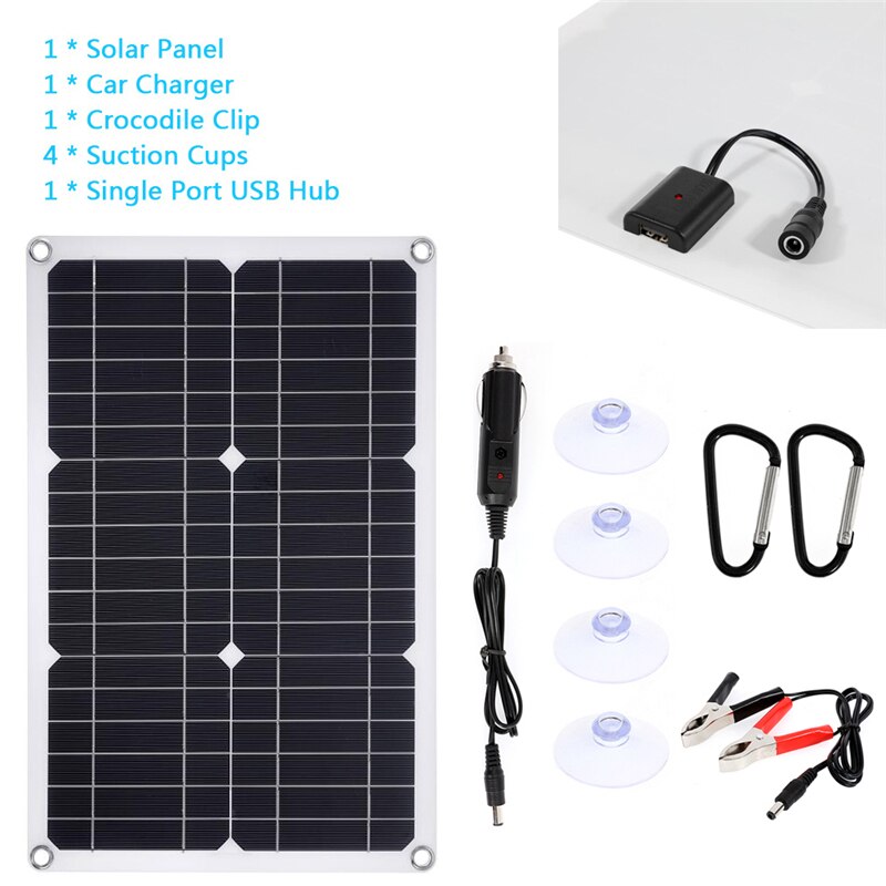 100W 12V Solar Panel Kit Single/Dual USB Port Off Grid Monocrystalline Module with 30A Solar Charge Controller: Single USB