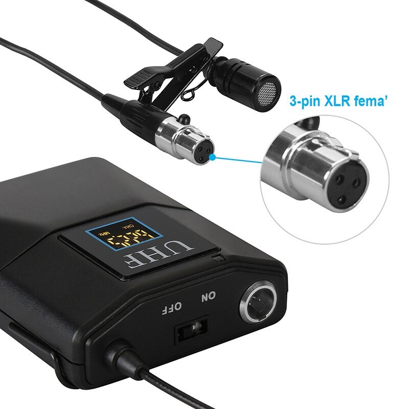 Uhf-microfoon uhf-reversmicrofoon draadloze interviewmicrofoon met bodypack-zender voor computerluidsprekermixer