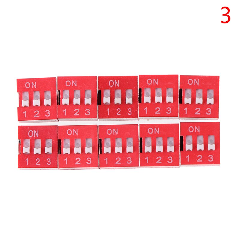 10pcs/lot Slide Type Switch Module 1 2 3 4 5 6 8 9 10 PIN 2.54mm Position Way Pitch Toggle Switch Red Snap Switch Dial Switch: 3
