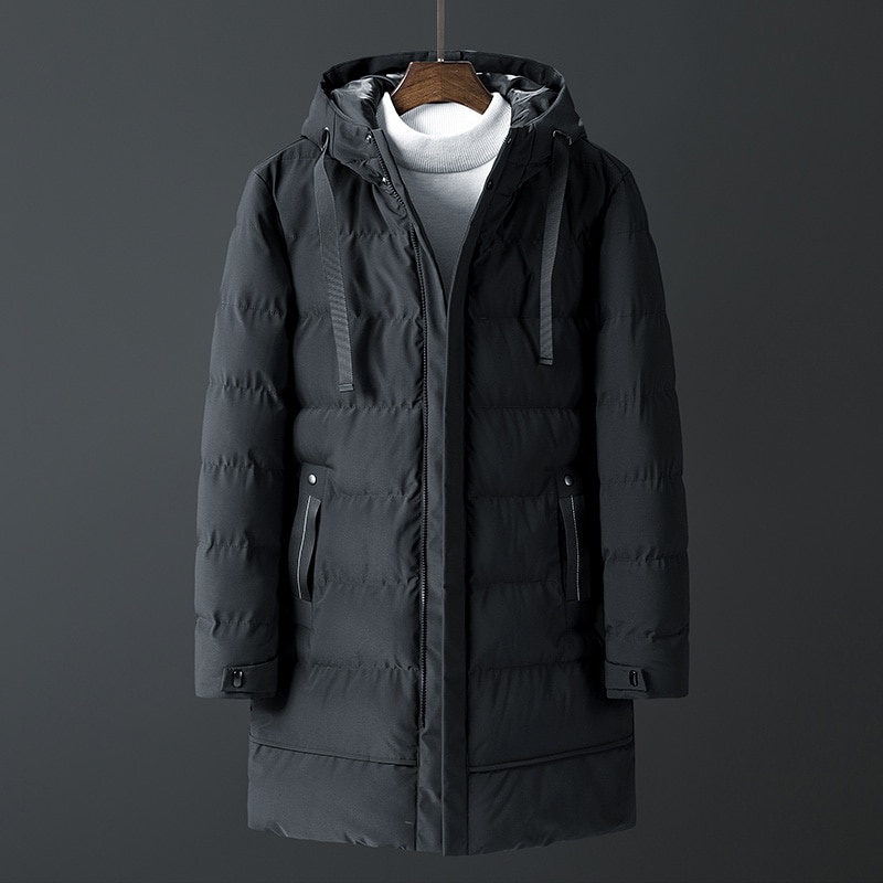 Lang stil parka mænd vinterjakke frakke til mænd hætte tyk bomuldspolstret jakke herre parka jakke til mænd afslappet frakker 4xl