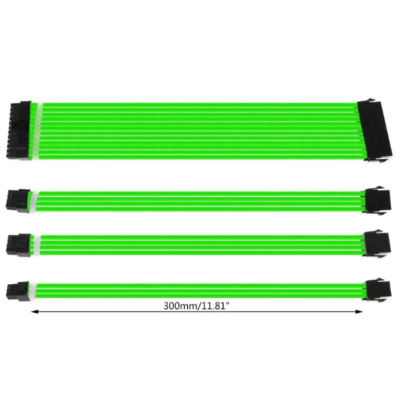1Set 30cm/40cm A-TX Basic Extension Cable Kit PC GPU CPU Power Supply Sleeved Wire Computer Connectors 24-PIN 8-PIN 6PIN 4+4PIN: GN-30