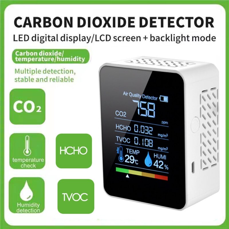 Carbon Dioxide Detector Temperature/Humidity Air Monitor Indoor Digital CO2 Meter Formaldehyde Detector Air Anal