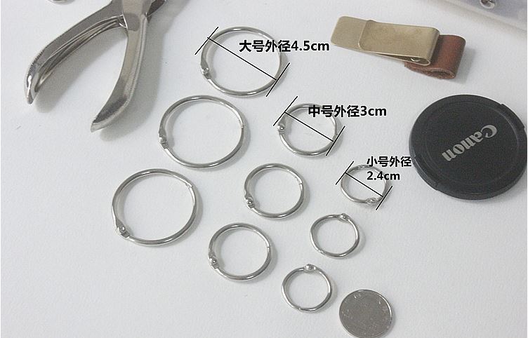 Losse metalen ringen notitieboekjes monocycle kleine ijzeren hoepel cirkels bindijzer 3-- pack clips