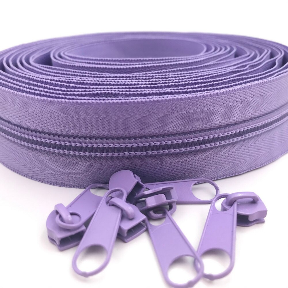 #5 5 Meter 24 Farben Nylon Spule Reißverschlüsse durch sterben Hof mit 10 stücke Schieberegler für DIY NäHenne Schneider handwerk Taschen: 166 hell Violett