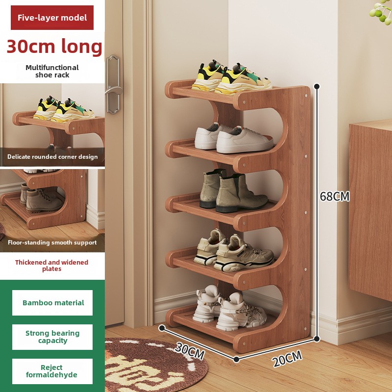 Zapatero, esquina del dormitorio en casa, estilo pequeño y estrecho, estante de almacenamiento multicapa, puerta de entrada, zapatero de alquiler: Rojo