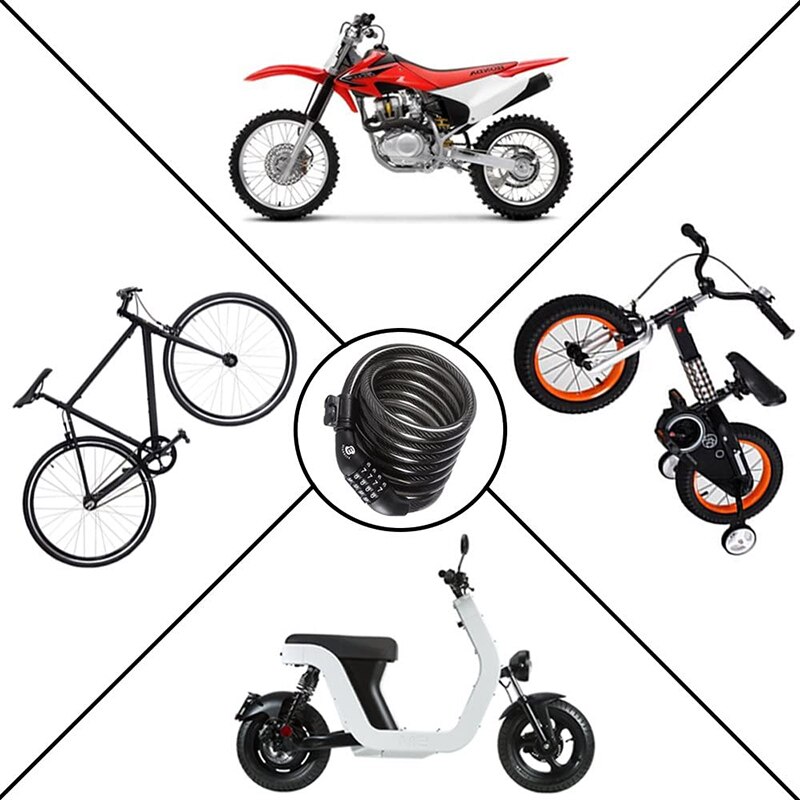 Goede Gezonde Fietsslot 5 Cijferige Code Combinatie Fiets Security Lock Stalen Kabel Spiraal Fietsen Lock