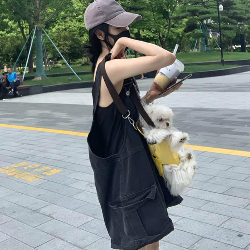 Rompers Women Plus Size 3XL Black Denim Loose BF Streetwear Wide-leg Preppy Students Casual Chic Summer Playsuits