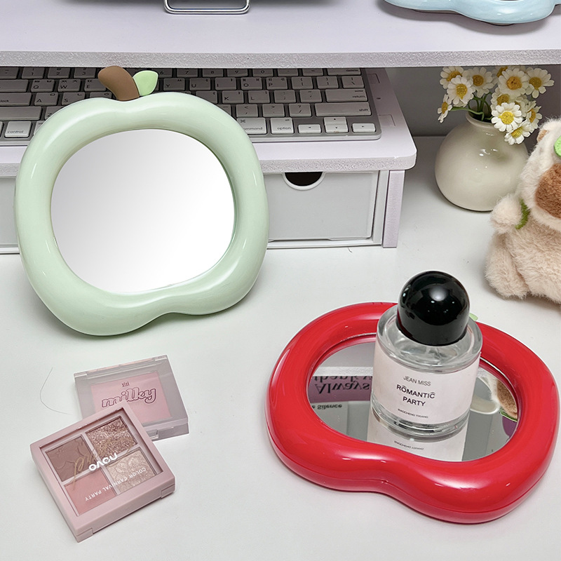 Ins Decoratieve Spiegel Desktop Cosmetische Spiegels Kawaii Appelvorm Make-upspiegel Slaapkamer Slaapzaal Draagbare Make-upspiegel Decor