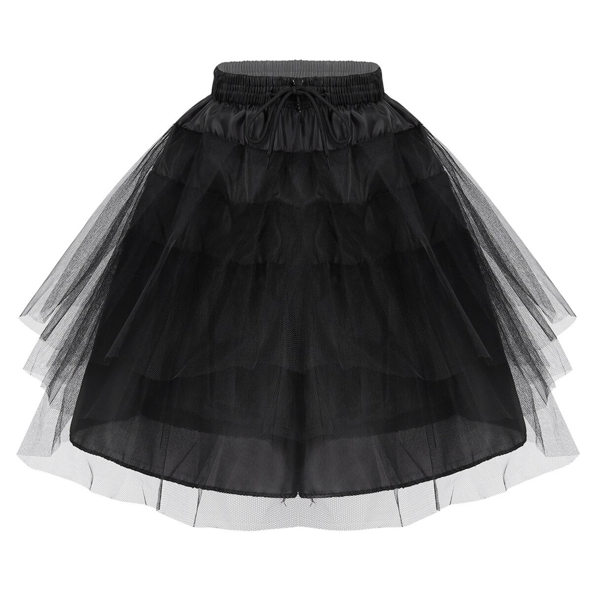 Meisje 3 Lagen A-lijn Geen Hoop Witte Pluizige Onderrok Voor Bloem Meisje Jurkenhuwelijksgast Petticoat Crinoline Ballet Rokken Tutu: Black