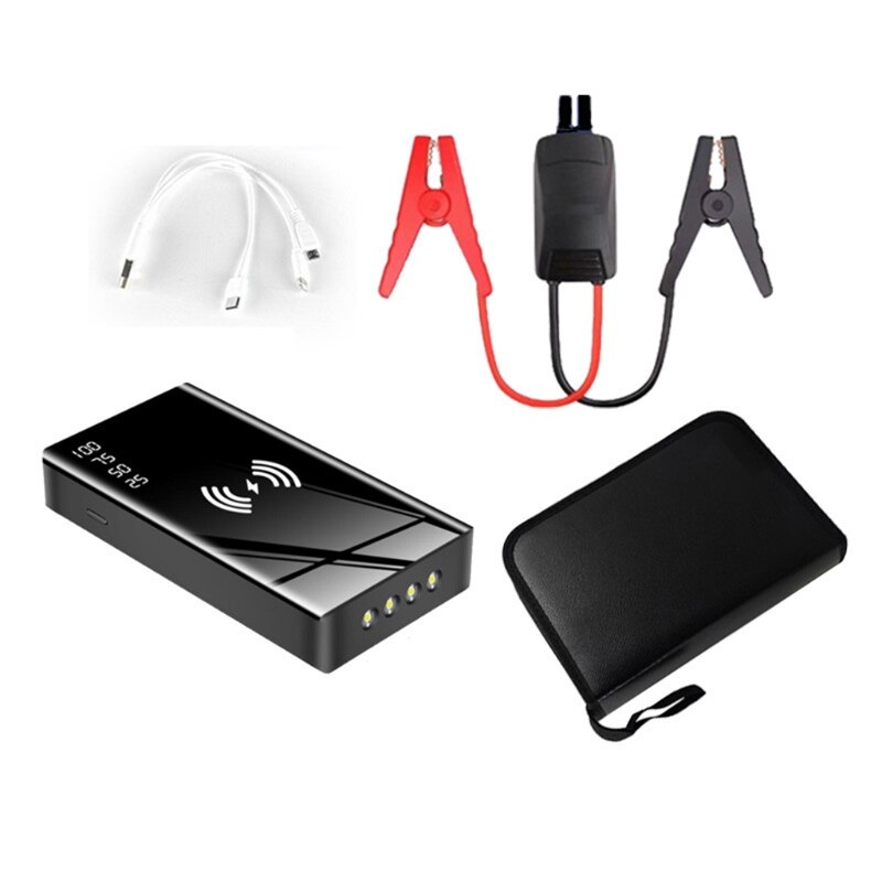 Wireless Charge Car Jump Starter Smart Clip Emergency Battery Booster Power Bank