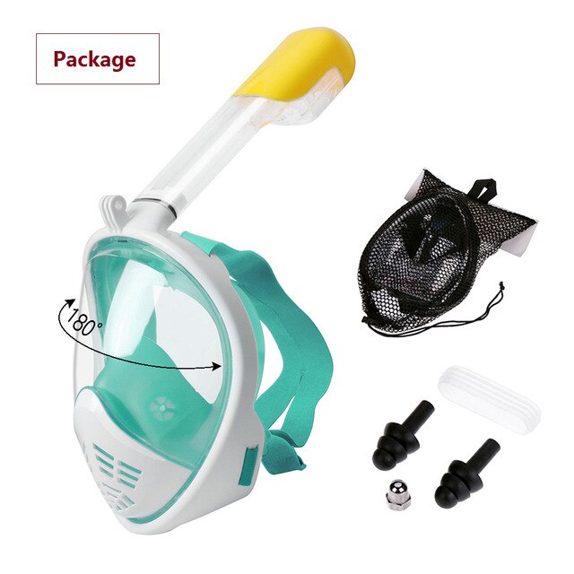 Full Face Diving Mask Anti-Fog Snorkeling Mask Underwater Scuba Swimming Mask Glasses Snorkel Dive Equipment for Adult Kid #2: Yellow / S/M