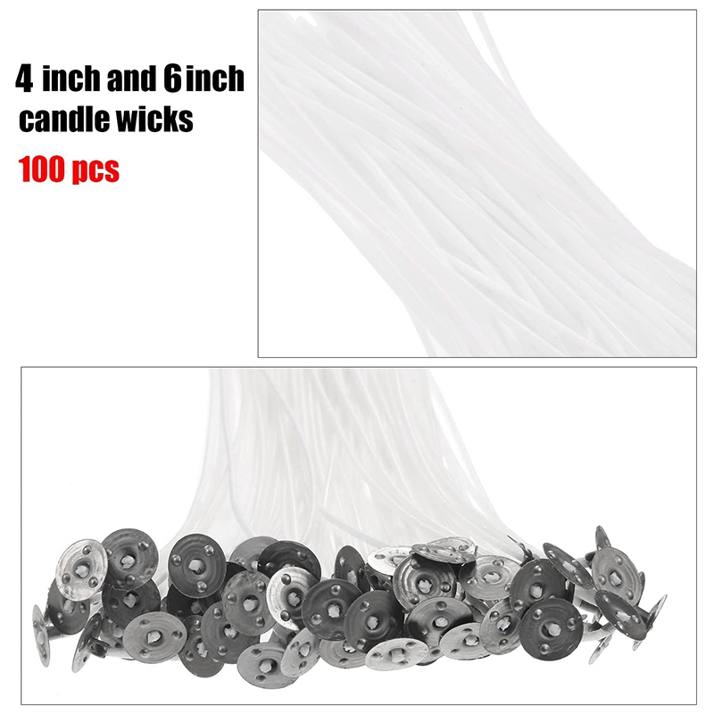 Candle Making Kit 100Pcs Pre-Waxed Candle Wicks with Double-Sided Dots Wick Stickers and Wick Holder Sustainer