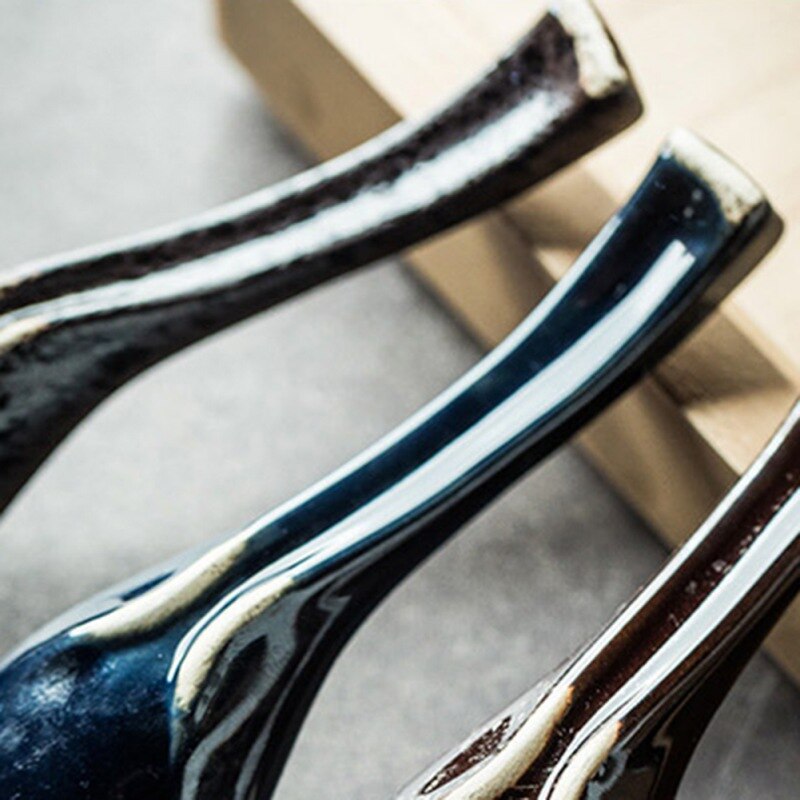 Japanese Retro Small Soup Rice Spoon Porcelain Coffee Spoons Mini Kitchen Ceramic Tea Sugar Dessert Ice Cream Spoon Flatware