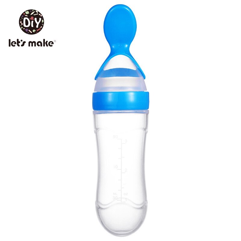 Lad & #39 ;s lave babytræning risske baby klem sutteflaske bordservice værktøj 90ml sikker fødevarekvalitet silikone børnestel: Blå