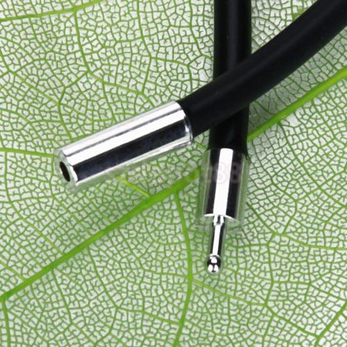 3mm Schwarz Gummi Schnur Halskette mit Edelstahl Verschluss-22 Zoll