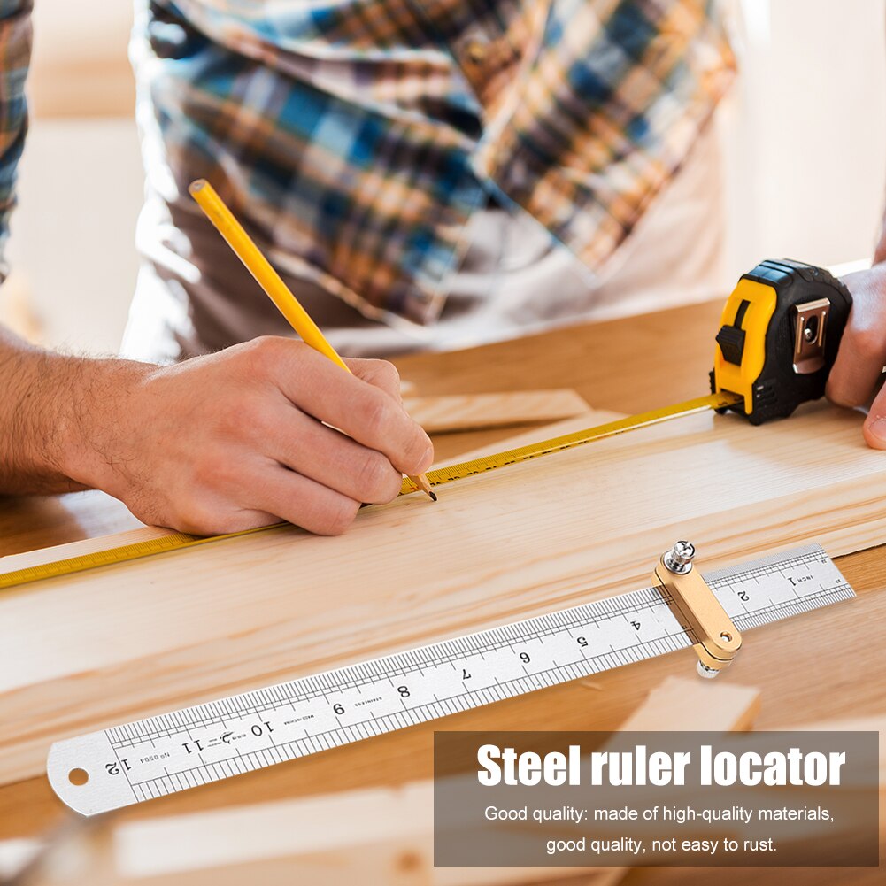 Steel Ruler Block Woodworking Scribe Drawing Mark Line Gauge Carpenter DIY Measuring And Positioning Tool Carpenter Tools