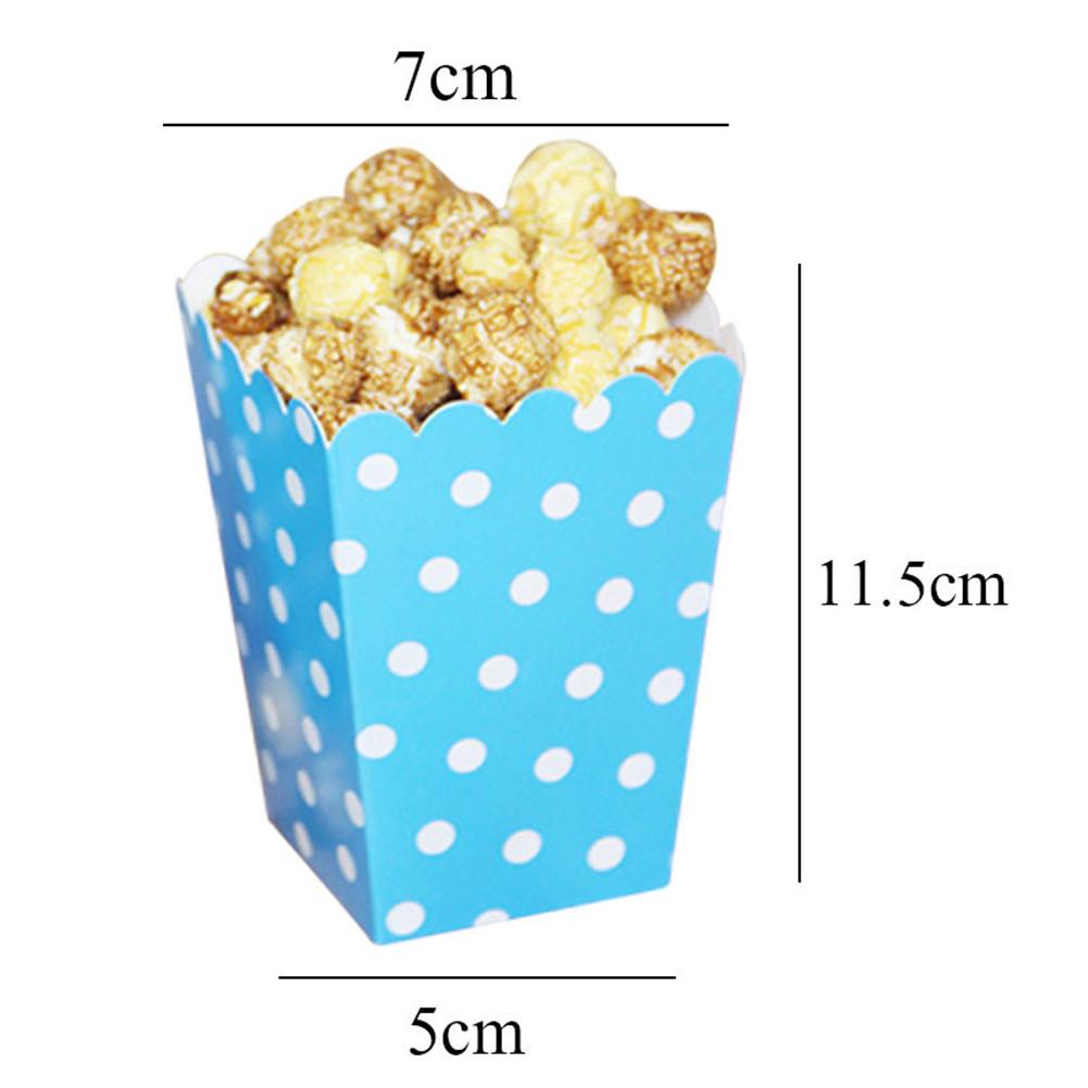 12 Stks/partij Blauw/Roze Polka Dot Paper Popcorn Doos Verjaardag Wedding Party Deco Popcorn Cups Voor Bioscoop Anniversary supply