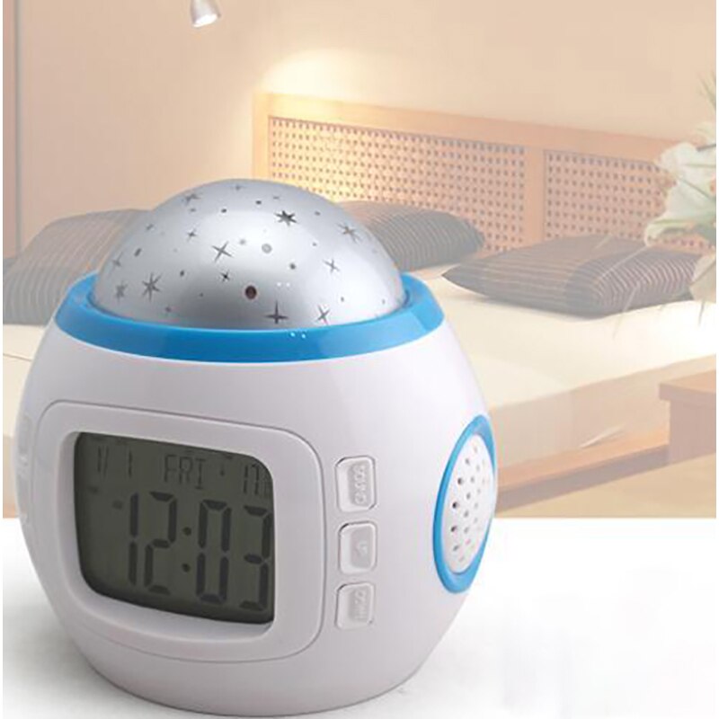 Colorful natural sound chord music starry sky projection calendar clock