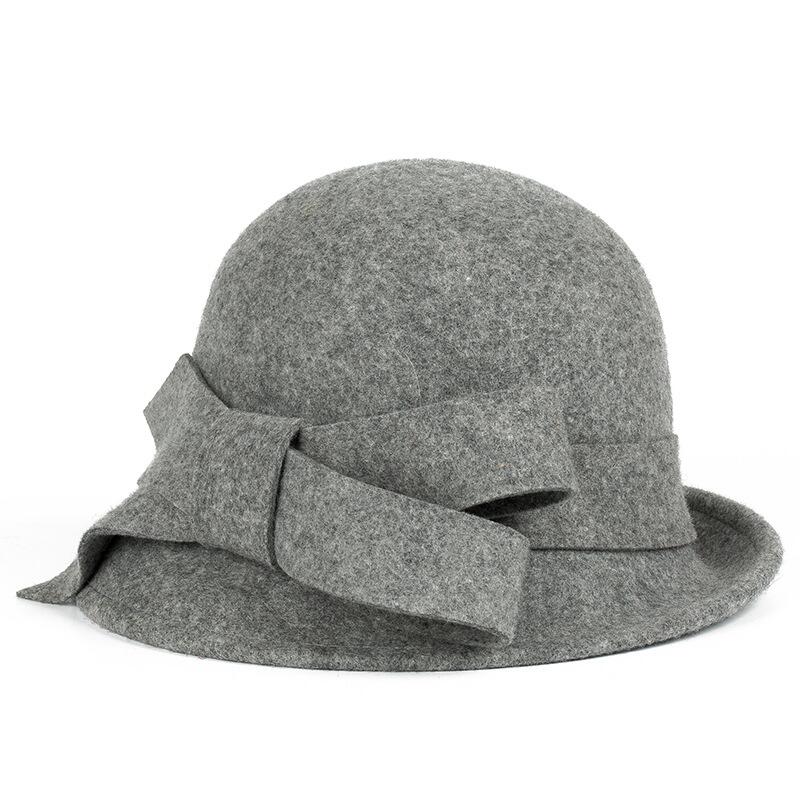 Nye 100%  ull europa england høst vinter dame fedora caps årgang sol hattemaker til kvinne dame avlet brem ull filt buehatt: 1