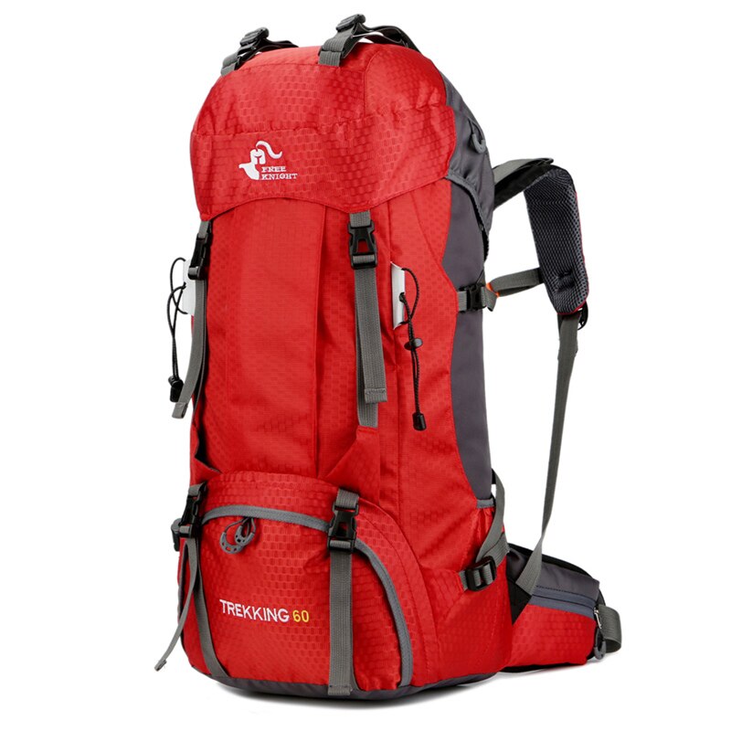 Freie Ritter 60L Camping Wandern Rucksäcke Ich bin Freien Tourist Bergsteigen Tasche Sport Tasche Mit Regen Abdeckung Große Kapazität Rucksack: Rot