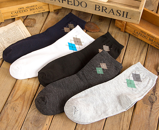 1 par/lote padrão de losango calcetines meias marca homens meias moda alta qualidade poliéster respirável casual meia frete grátis