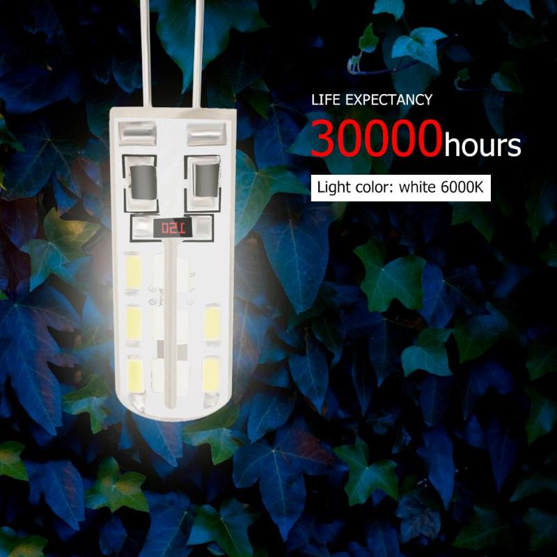 Smd 3014 g4 led lampa 2w dc 12v vita 24 led silikon majs glödlampa 110lm halogenljus