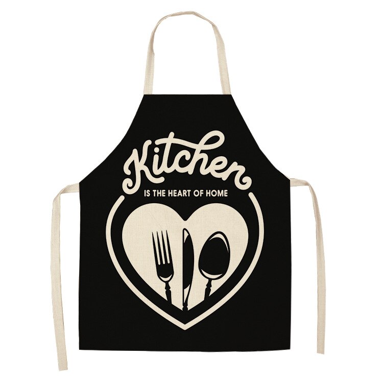 1pcs Kitchen cotton and linen aprons, monogrammed black and white patterned aprons, sleeveless aprons, cooking and baking tools: ILW-0002-02