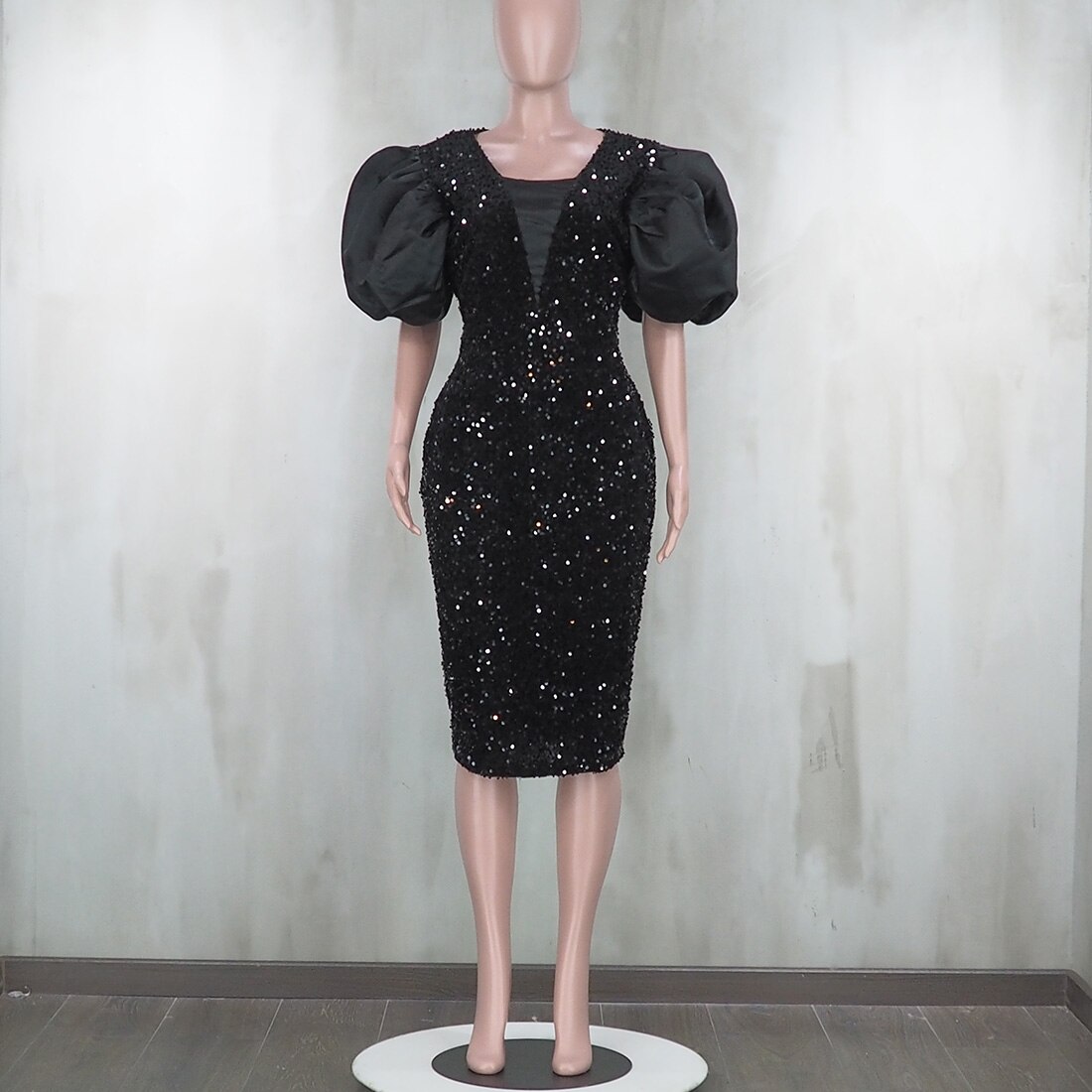 Dashiki-ropa clásica de estilo africano para mujer, vestidos elásticos de burbuja con lentejuelas de encaje, a la , para de nalgas